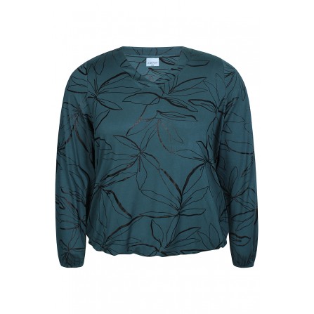 Zhenzi Zh-Sylva 1105-Blouse L/S - Petroleum farvet bluse med print 201105 Teal Green