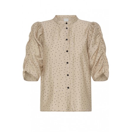 ICHI IHXCAROLINE SH - Beige skjorte med sorte prikker 20123978 Doeskin