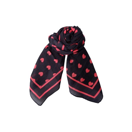 Black Colour BCCLAUDIA LOVE MINI SCARVES - Sort tørklæde med røde hjerter 3618 Black