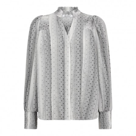 Co'Couture OllyVV V-Shirt - Grå skjorte med mønster 35970 Off White