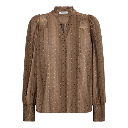 Co'Couture OllyCC V-Shirt - Brun skjorte med mønster 35970 Walnut