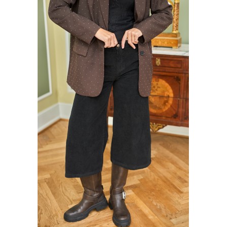 Black Colour BCCORA CULOTTE PANT - Sort fløjlsbuks 41042 Black