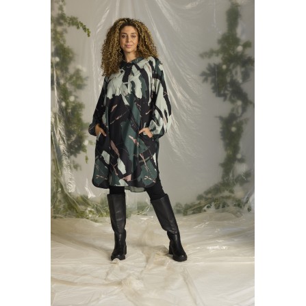 Zhenzi Zh-Anity 1206-Dress L/S - Grøn printet kjole 201206 Deep Forrest