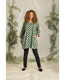 Zhenzi Zh-Alora 194-Tunic 3/4 - Grøn tunika med prikker 201194 Clary Sage