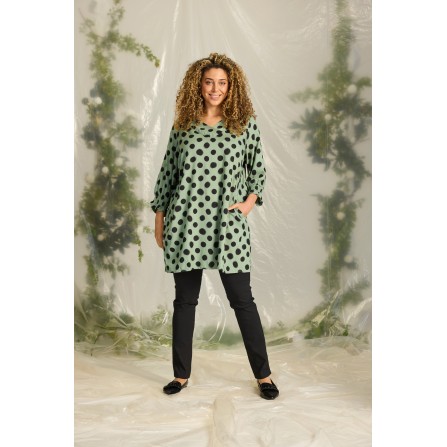 Zhenzi Zh-Alora 194-Tunic 3/4 - Grøn tunika med prikker 201194 Clary Sage