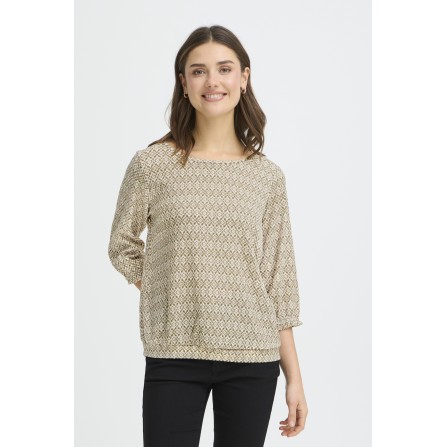 Fransa FRSLOANA TEE 1 - Grøn printet t-shirt 20617521 Ethnic Lines Smokey Olive