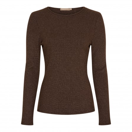 MARTA MdcLunara LS Tee - Brun langærmet bluse med glimmer 38915M Moro