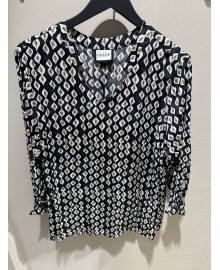 Gozzip GAnnah Blouse - Sort printet bluse G261025 Black