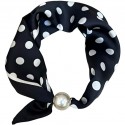 Tim&Simonsen Chloe Scarf w. Magnetic Pearl - Sort prikket tørklæde TSJ467 Dot Black
