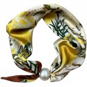 Tim&Simonsen Chloe Scarf w. Magnetic Pearl - Gul mixet tørklæde TSJ467 Yellow-Green-Brown