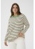 Kaffe Curve KCwinni LS T-shirt - Sort/Hvid stribet t-shirt 10581775 White/Black, Green Neckline