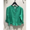 Kaffe Curve KCemmi Frill Cardigan - Grøn cardigan 10584024 Bright Green Melange