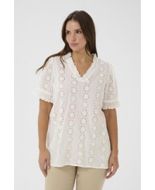 Kaffe Curve KCdina Blouse - Hvid blonde bluse 10584026 Chalk