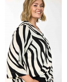 Gozzip GJudy Blouse - Sort/hvid stribet bluse G262049 Black/Offwhite
