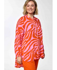 Gozzip GKristina Shirt - Pink/orange stribet lang skjorte G262067 Pink/Orange