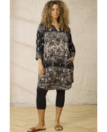 Zhenzi Zh-Ember 1290-Tunic 3/4 - Sort printet tunika 201290 Black