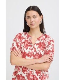 ICHI IHGILVIS SH - Kort ærmet skjorte med røde blomster 20125555 Red Floral Print