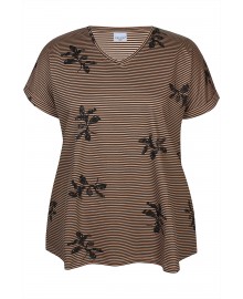 Zhenzi Zh-Alberta 1254-T-shirt S/S - Brun stribet t-shirt 201254 Portabella