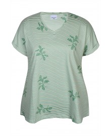 Zhenzi Zh-Alberta 1254-T-shirt S/S - Grøn stribet t-shirt 201254 Cactus Green
