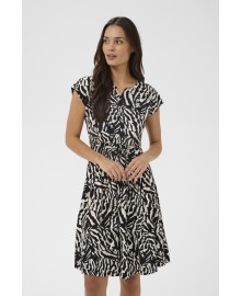Kaffe KAbella Jersey Dress - Sort printet grafisk kjole 10508466 Black Deep/Chalk s animal