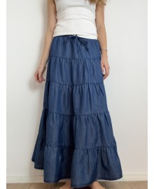 CONTINUE Alla Chambre Skirt - Denim maxi nederdel 15184 Chambre