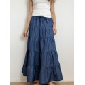 CONTINUE Alla Chambre Skirt - Denim maxi nederdel 15184 Chambre