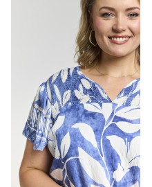 Gozzip GJuliana Blouse - Blå printet bluse G263044 Blue/Off-White board fabric