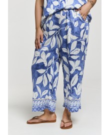 Gozzip GAugusta Pants - Blå printede bukser G263046 Blue/Off-white board fabric