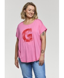 Gozzip GGitte T-shirt v/Print - Pink t-shirt G263047 Pink