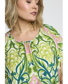 Gozzip GElise Blouse - Bluse med grønt/pink print G263050 Green Pink Mix