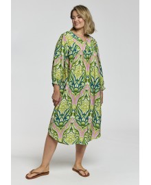Gozzip GAlice Dress - Kjole med grønt/pink print G263052 Green Pink Mix