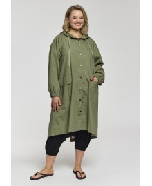 Gozzip GLiss Long Trenchcoat - Grøn trenchcoat G263060 Green with green/rose lining