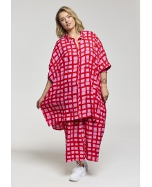 Gozzip GGerda Oversize Shirt Tunic - Rød/Pink printet tunika G263065 Pink/Red