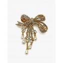 Tim&Simonsen Pin Bow de Luxe - Guld sløjfe broche med perler TSJ687 Gold