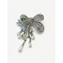 Tim&Simonsen Pin Bow de Luxe - Sølv sløjfe broche med perler TSJ687 Silver