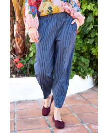 Black Colour BCALLY BARREL PANT - Blå stribet buks 41144 Navy