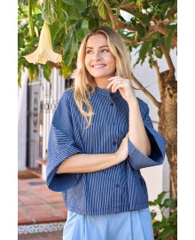 Black Colour BCALLY LOOSE SHIRT - Blå stribet skjorte 41145 Navy