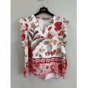 Marta MdcMarita Shirt - Rød printet bluse 85573 Red