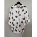 Marta MdcRiva Blouse - Hvid bluse med brune prikker 851928 Brown
