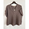 Marta MdcBellissima Blouse - Brun hør bluse 86520 Mocca