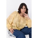 Wasabi WA-HERTHA 1 BLOUSE - Gul bluse med broderi W10774 Golden Fleece