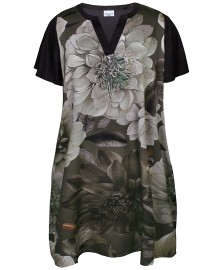 Zhenzi Zh-Janel 1381 Dress - Grøn printet kjole 201381 Dusty Tea