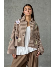 Love&Divine Jacket Love1612 - Brun stribet jakke 20117 Hazelnut
