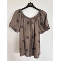 Marta MdcLuciana Top - Brun bluse med prikker 26136 Brown
