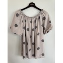 Marta MdcLuciana Top - Brun bluse med prikker 26136 Fango