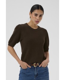 Kaffe Curve KCvivian Knit - Brun kortærmet strik 10511817 Coffee Bean