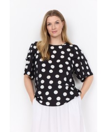 Wasabi WA-ANAYA 1 - Sort bluse med hvide prikker W10865 Black Combi
