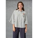 Love&Divine Shirt love1562-1 - Grøn stribet skjorte 20202 Khaki Stripes