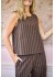 Black Colour BCMALLU TOP - Brun stribet top 41233 Espresso