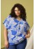 Zhenzi Zh-Keira 1452-Blouse S/S - Printet bluse 201452 Cobalt Blue